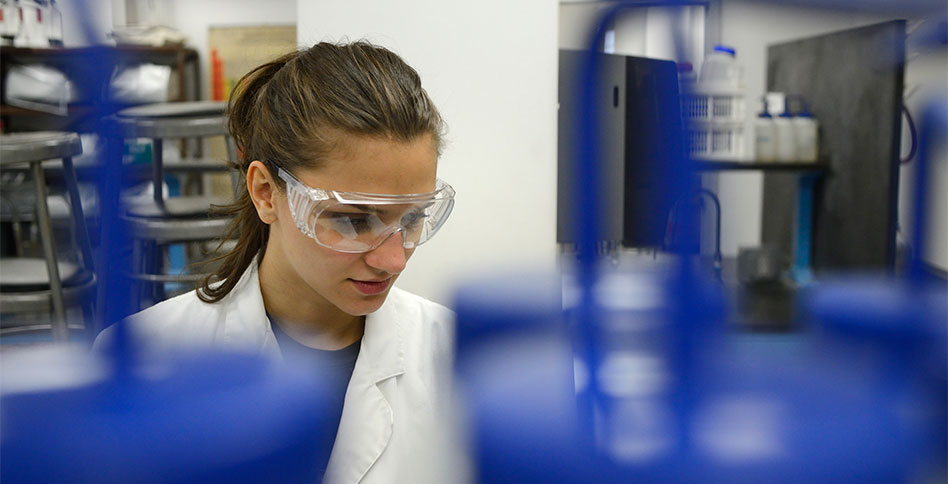 NYIT Biological and Chemical Sciences student in chemistry lab