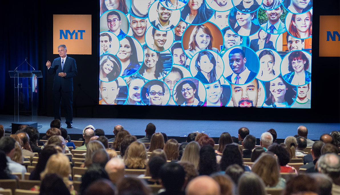 President Edward Guiliano speaking at NYIT Convocation 2015.