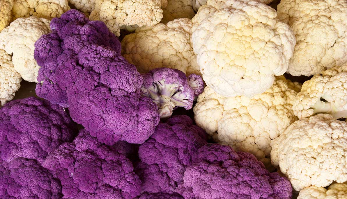 White and purple cauliflower.