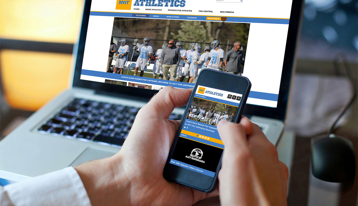 The redesigned NYIT Athletics website.