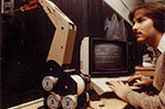 <strong>Throwback Thursday</strong> This photo dates back to 1982 and shows a student examining a robot. NYIT's research in robotics has only grown more vast and rich since then.