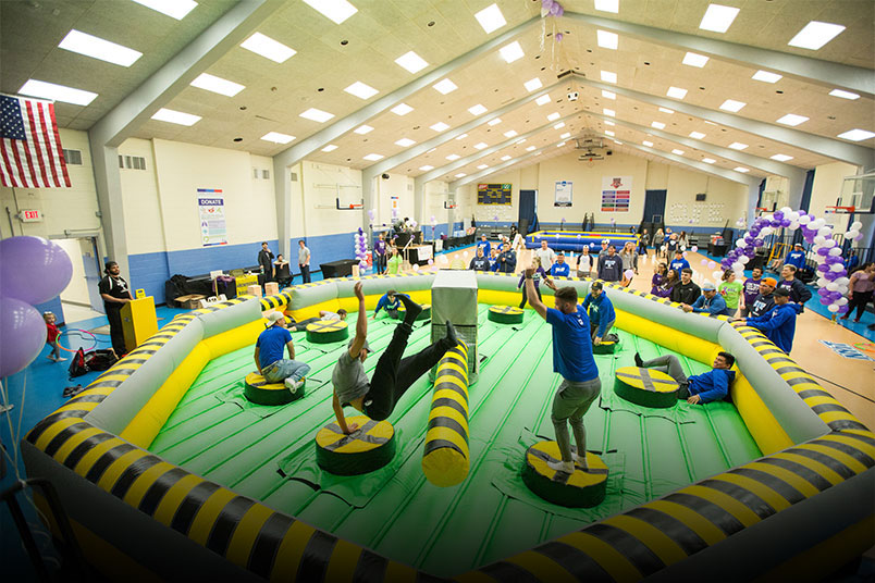 Students participate in one of the obstacle courses.
