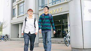 Two students at NYIT's campus in Nanjing, China