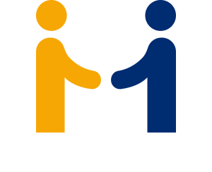 Illustration of two figures shaking hands