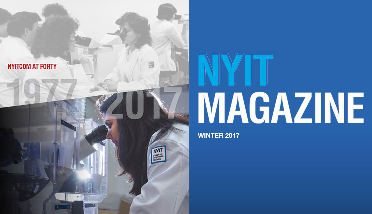 Cover of the Winter 2017 issue showing female osteopathic medicine students from the 1980s and 2010s.