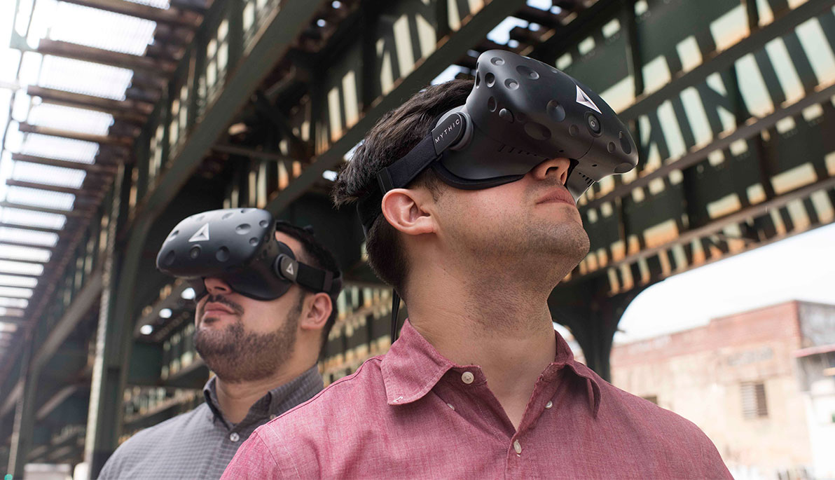 Michael Koutsoubis (B.Arch. ’14) and Andy Christoforou (B.Arch. ’14) outside wearing Mythic VR