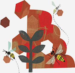 Abstract illustration of bees