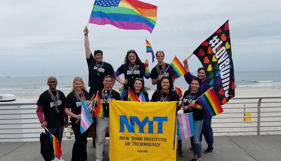 NYIT community members at the Pride Parade in Long Beach.