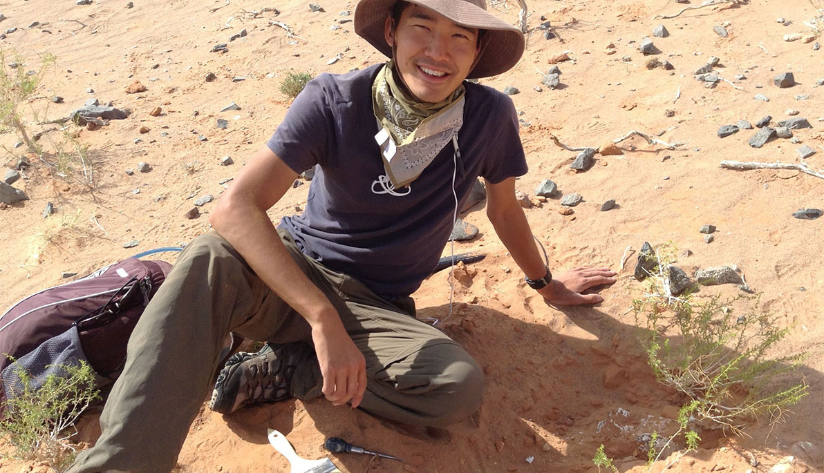 NYIT Assistant Professor Akinobu Watanabe in the field.