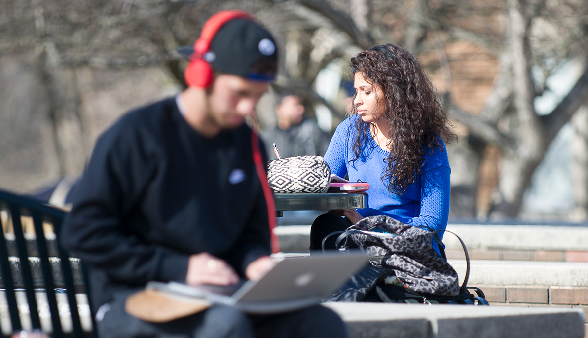 Two NYIT students on campus.