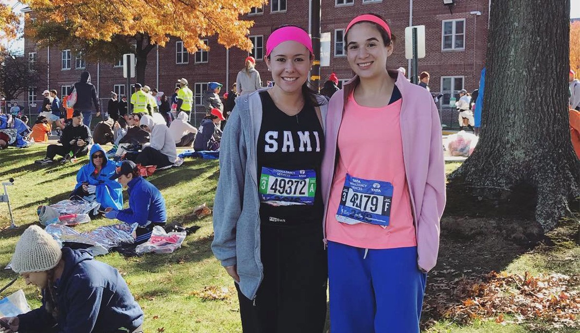 Samantha Gottlieb (left) and Lauren Granat (right) ran the NYC Marathon to raise funds for Parkinson