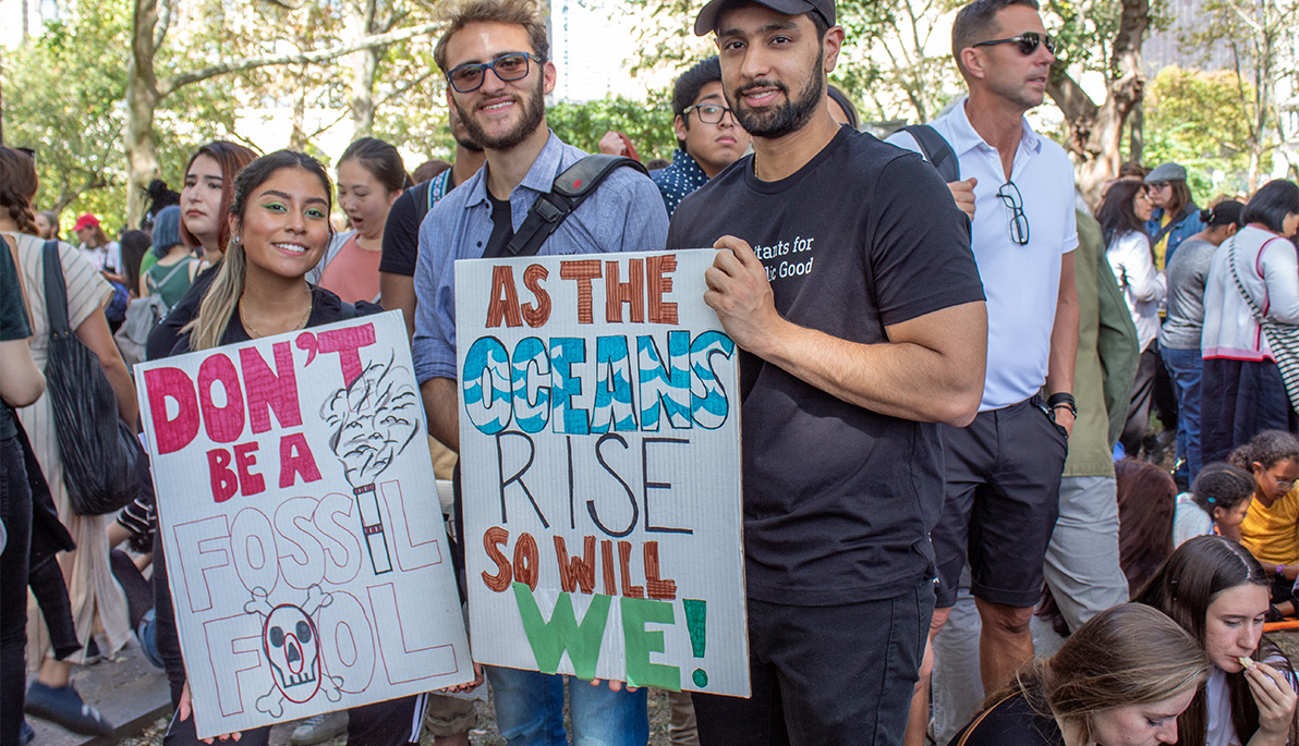 New York Tech students at the climate rally in New York City.