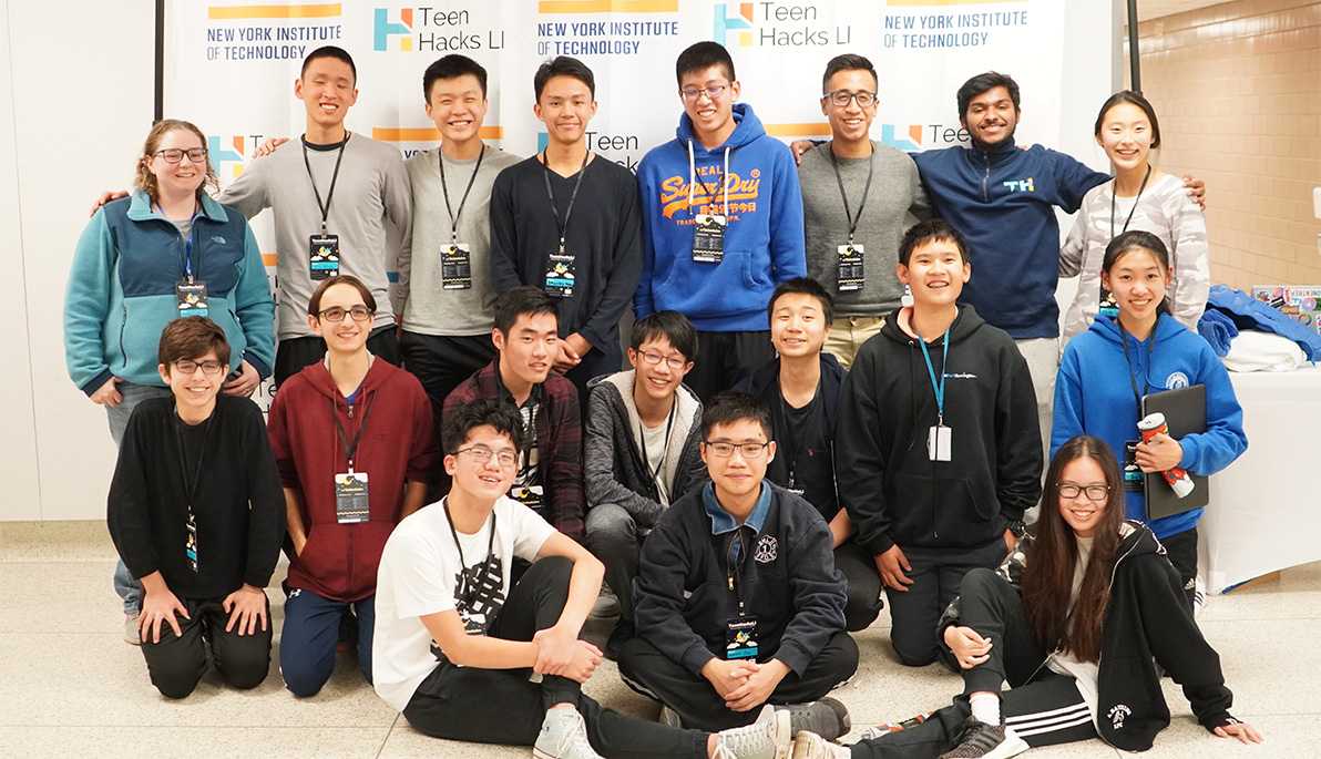 High School students at the TeenHacks LI hackathon at NYIT-Long Island.