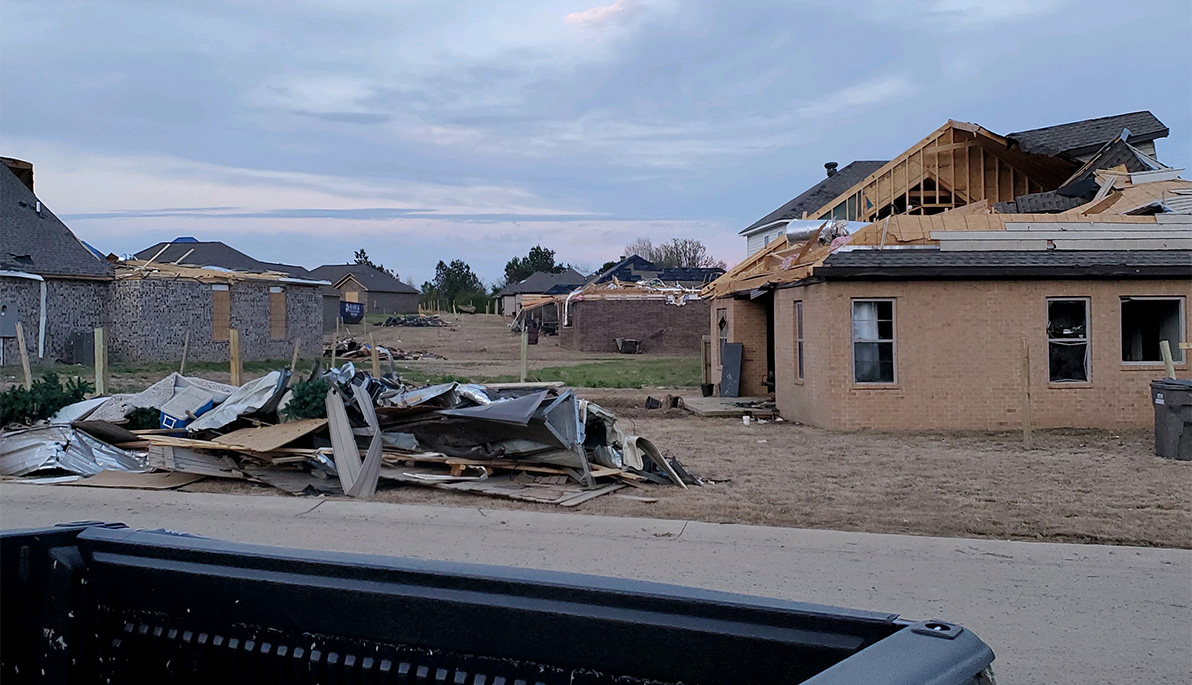 A home damaged by the tornado.