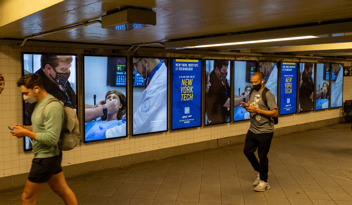 New York Tech digital ad in Columbus Circle subway station