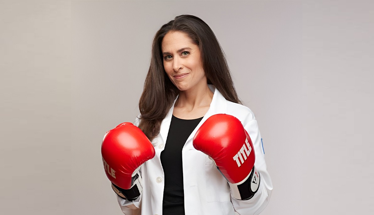 Adena Leder wearing boxing gloves