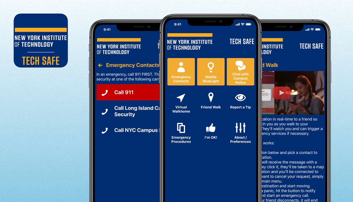 Screen shots of Tech Safe app