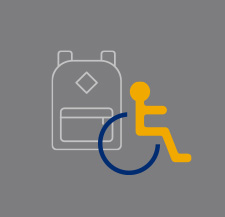Wheelchair and backpack icon