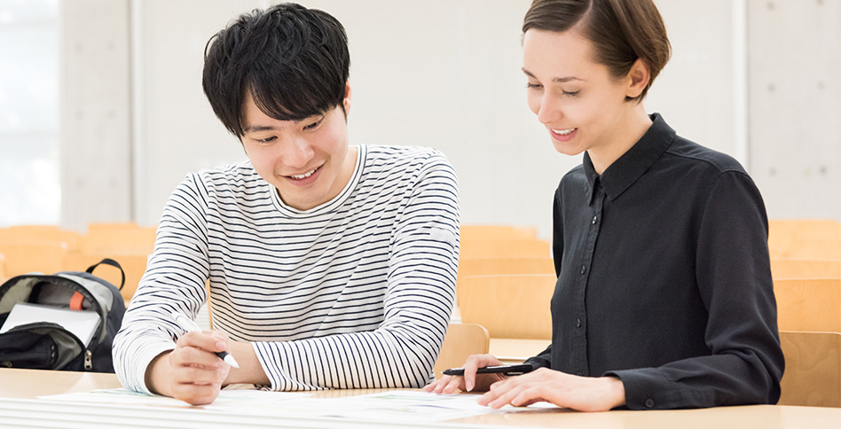 Two students studying together