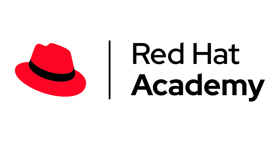 Red Hat Academy logo with red fedora