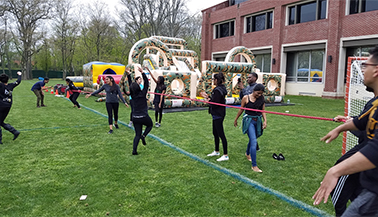 students participating in Greek Olympics