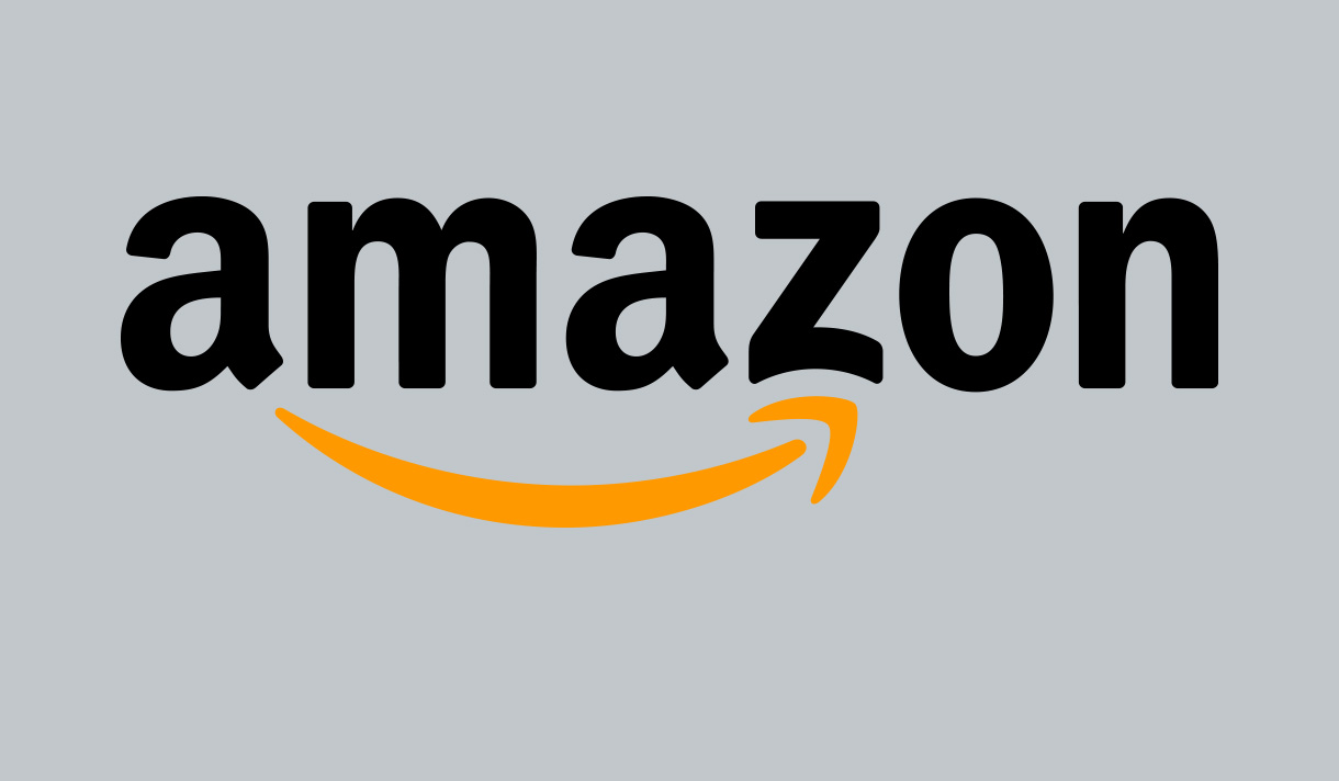Amazon Logo on Grey background. 