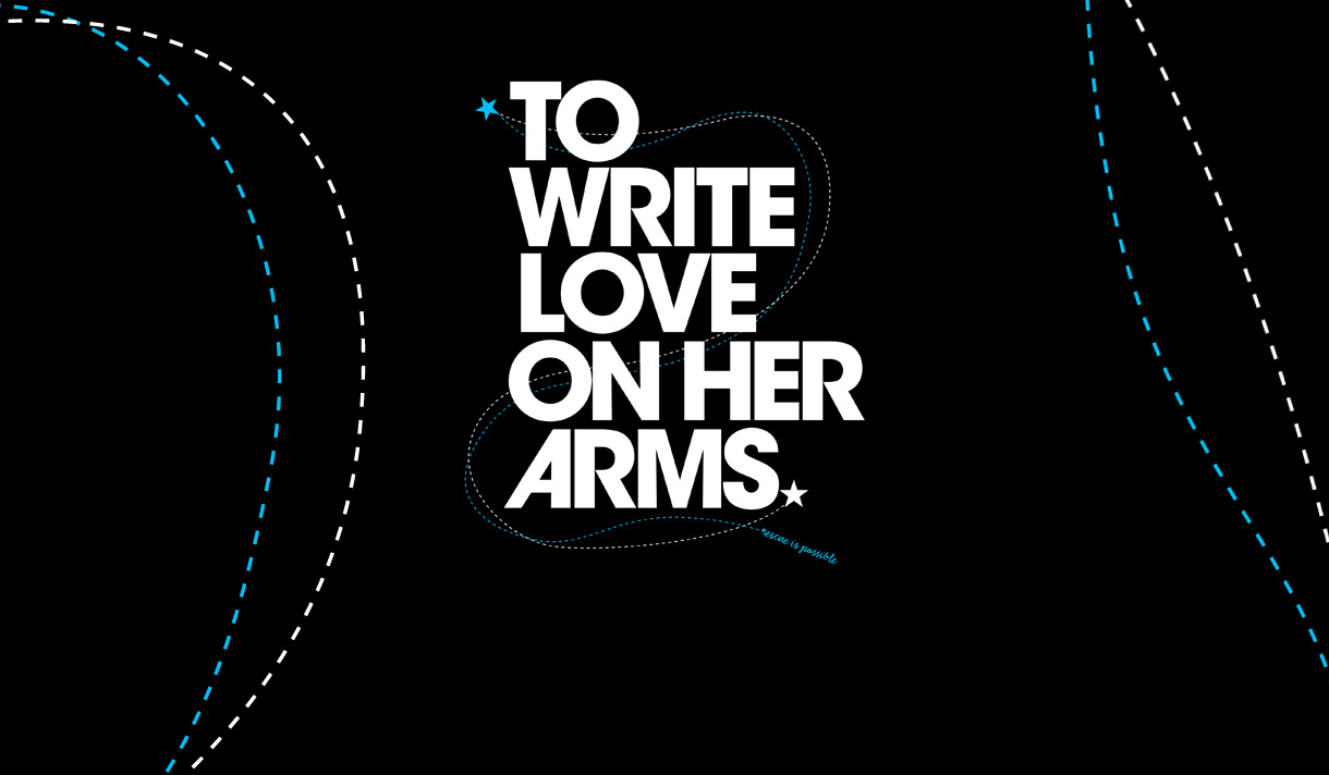 "To Write Love on her arms" in big white text on a black background
