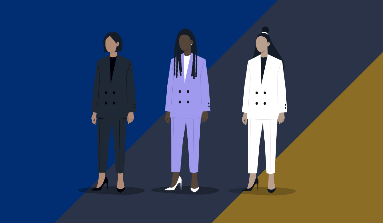 Illustration of three diverse women in business attire