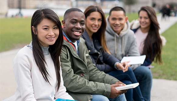 Group of diverse international students
