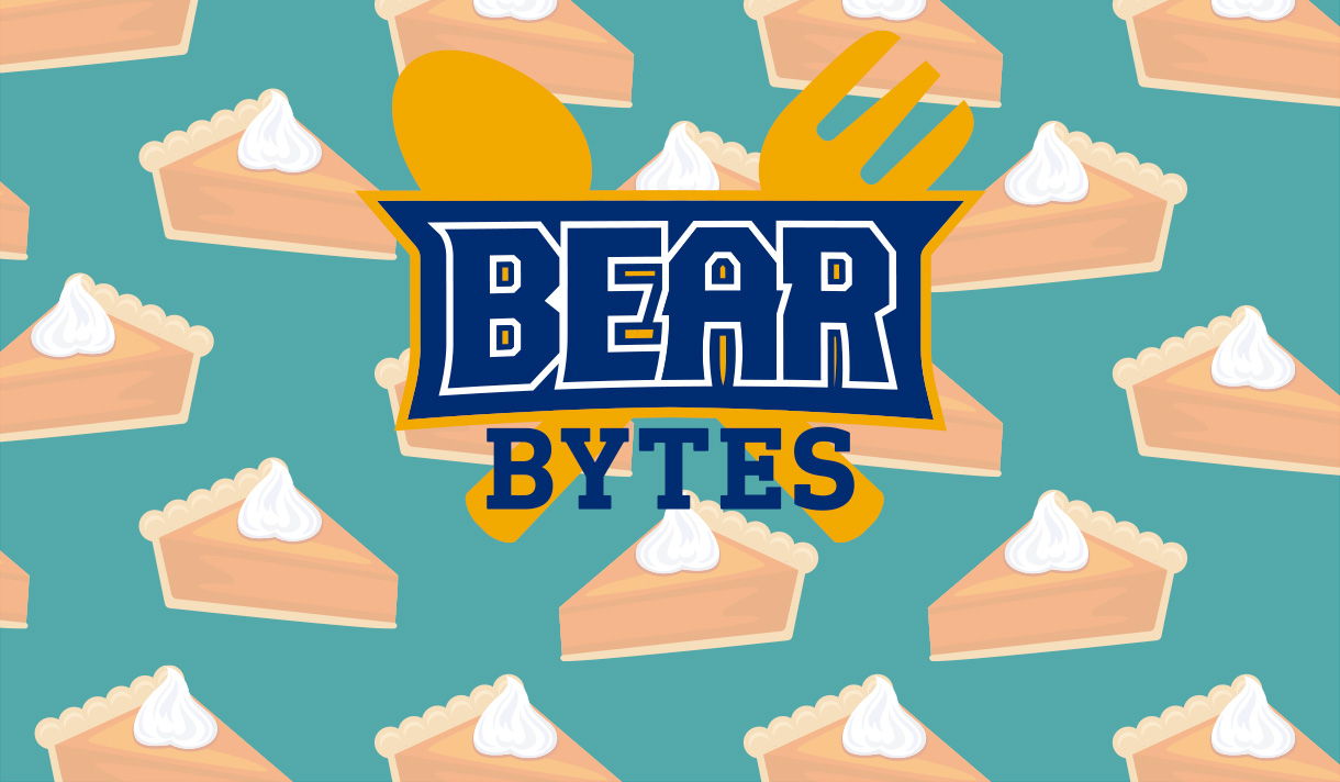 Bear Bytes logo over illustration of slices of pumpkin pie