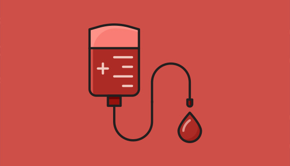 Icon of a pint of donated blood and a drop of blood