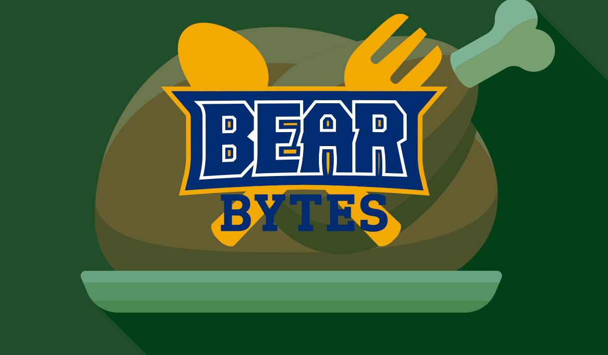 Bear Bytes Logo overlaying a turkey drawing
