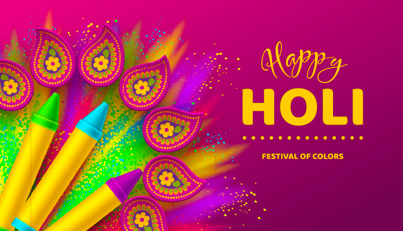 A colorful artwork showing Holi as a celebration of colors