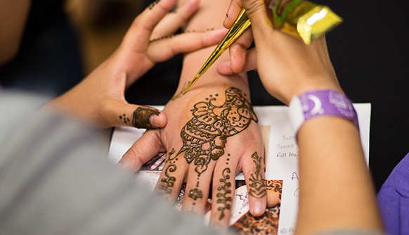 Close up of henna application
