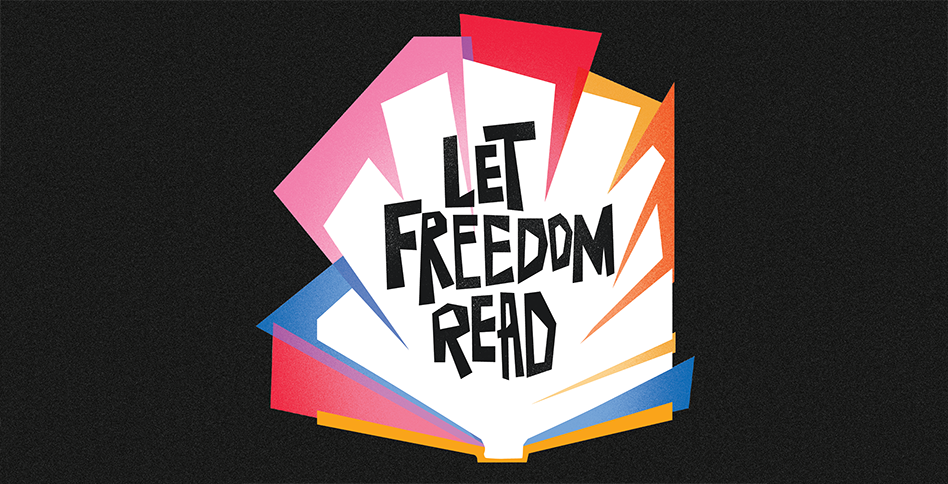 Logo of books with the words "Let Freedom Read"
