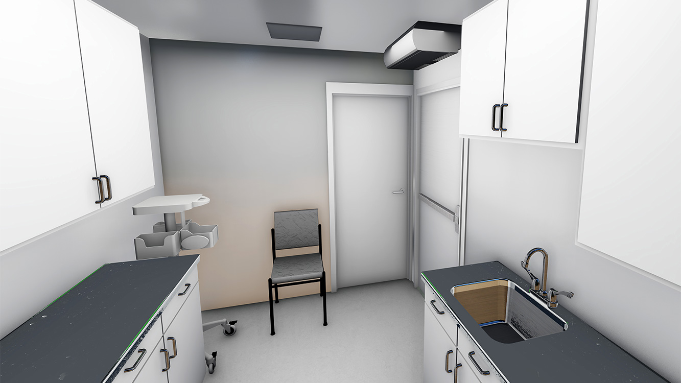 Rendering of an isolation unit entryway.