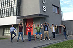NYIT students pose in front of the Bauhaus in Dessau.