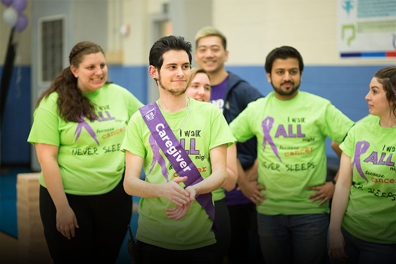 Members of the NYIT student Relay for Life leadership team, from left to right: Brianna Bialko, Devin Zacchino, Megan Moore, Colin Wu, Tariq Jamal, and Veronica Bravo.