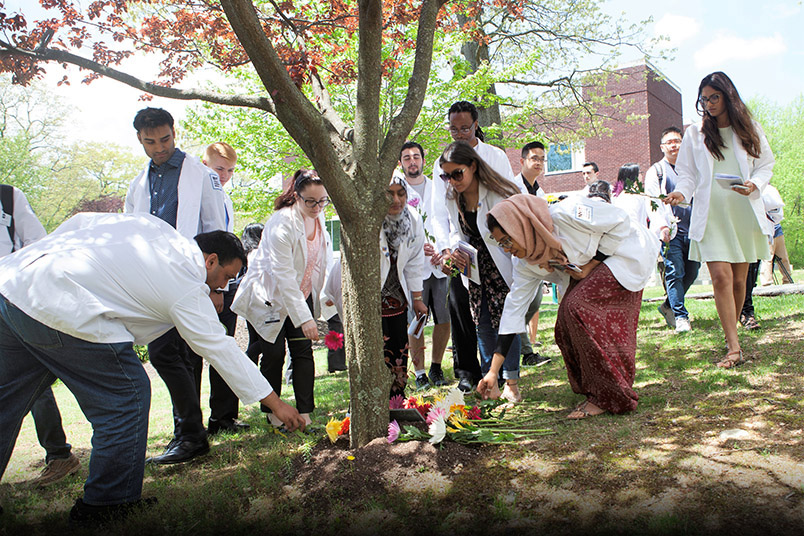Students gather in remembrance of the men and women who donated the gift of knowledge.