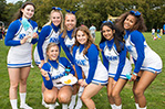 NYIT cheerleaders pose for the camera.