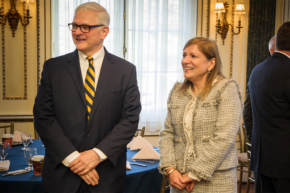 (From left) NYIT President Hank Foley, Ph.D., and Vice President for Strategic Communications and External Affairs/Interim Vice President for Enrollment Management Nada Marie Anid, Ph.D.