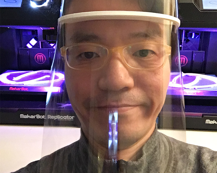 Professor Kevin Park wearing a face shield.