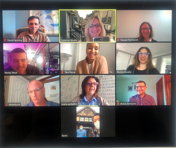 A Zoom meeting with the team.