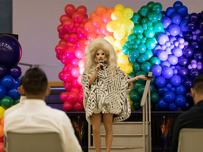 Glam Ball Extravaganza: Drive-in and Drag's hostess with the mostest, Astala Vista, performs inside Recreation Hall.