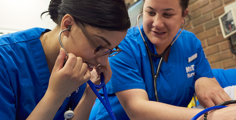 NYIT Nursing student wearing a stethoscope