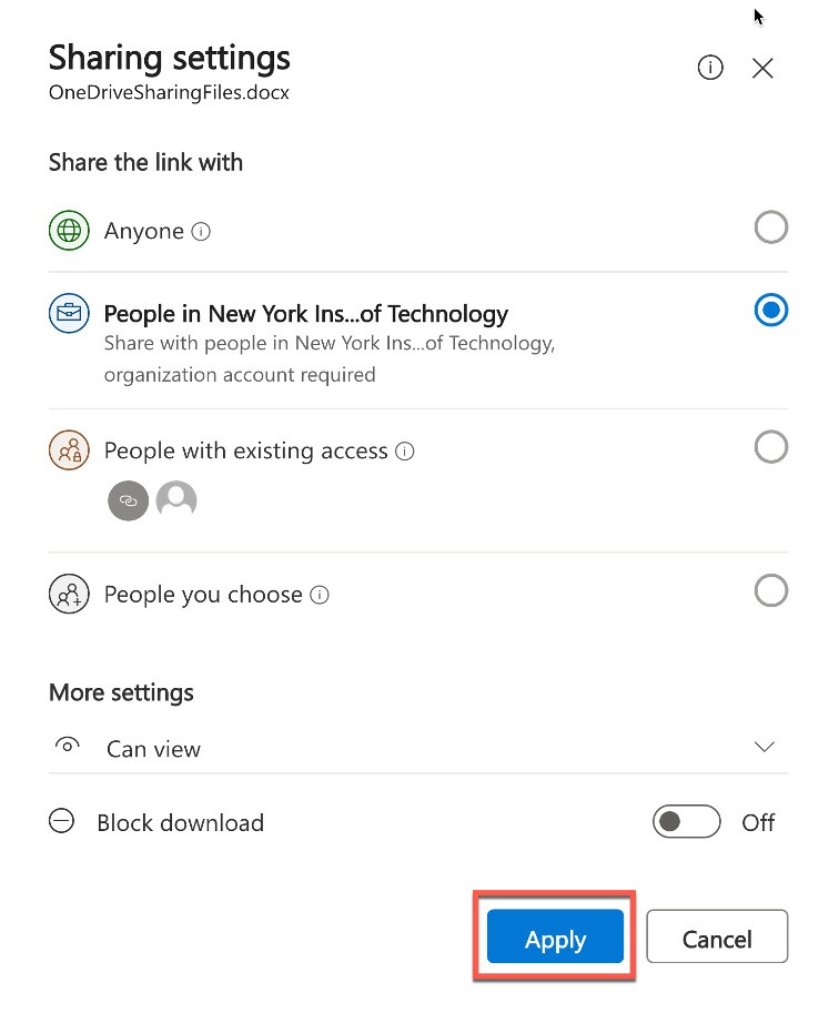 Senk Link Option, highlights arrow next to To: Name, group or email field, click on Sharing Settings option
