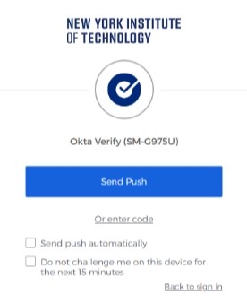 Okta Verify: Send Push request screen
