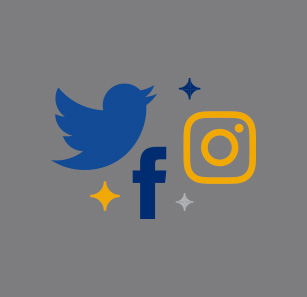 Twitter, Facebook, and Instagram logos