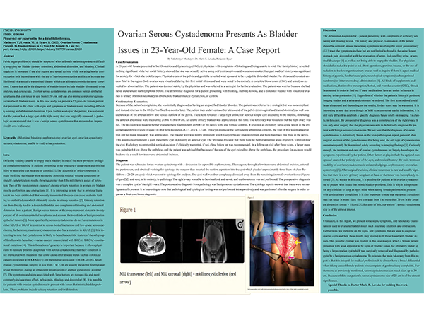 Ovarian Serous Cystadenoma Presents As Bladder Issues in 23-Year-Old Female: A Case Report