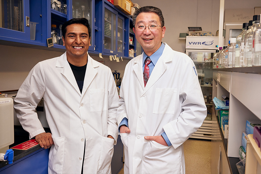 Professors Manny Singh and Dong Zhang in the laboratory